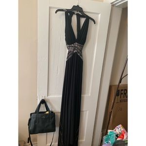 Black Prom Dress with Silver Sequins